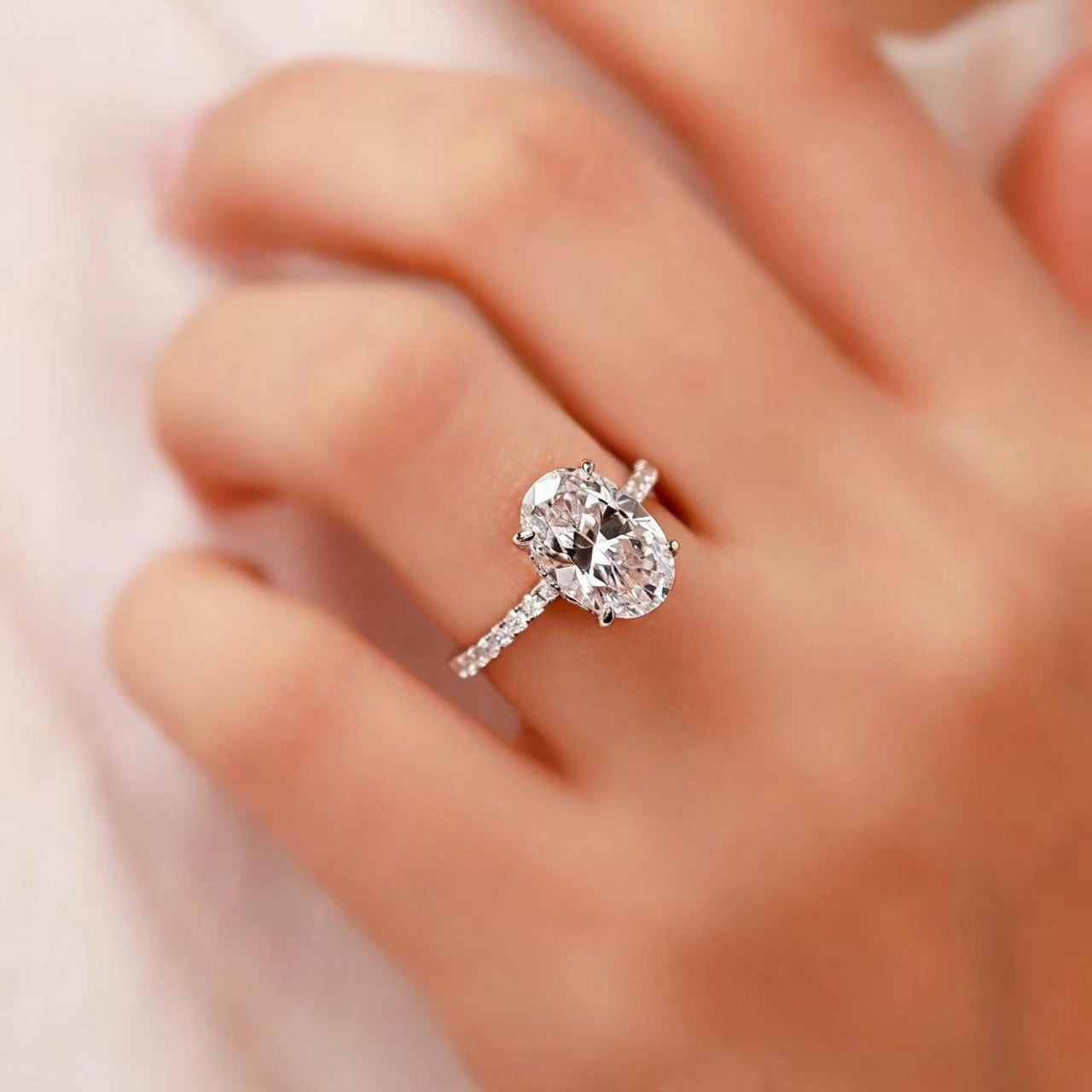 Classic Silver Oval Solitaire Ring