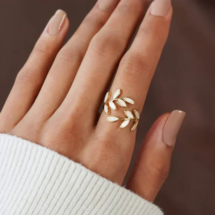 Botanical Opal Leaf Ring