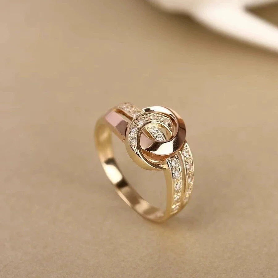 Golden Infinity Crystal Ring