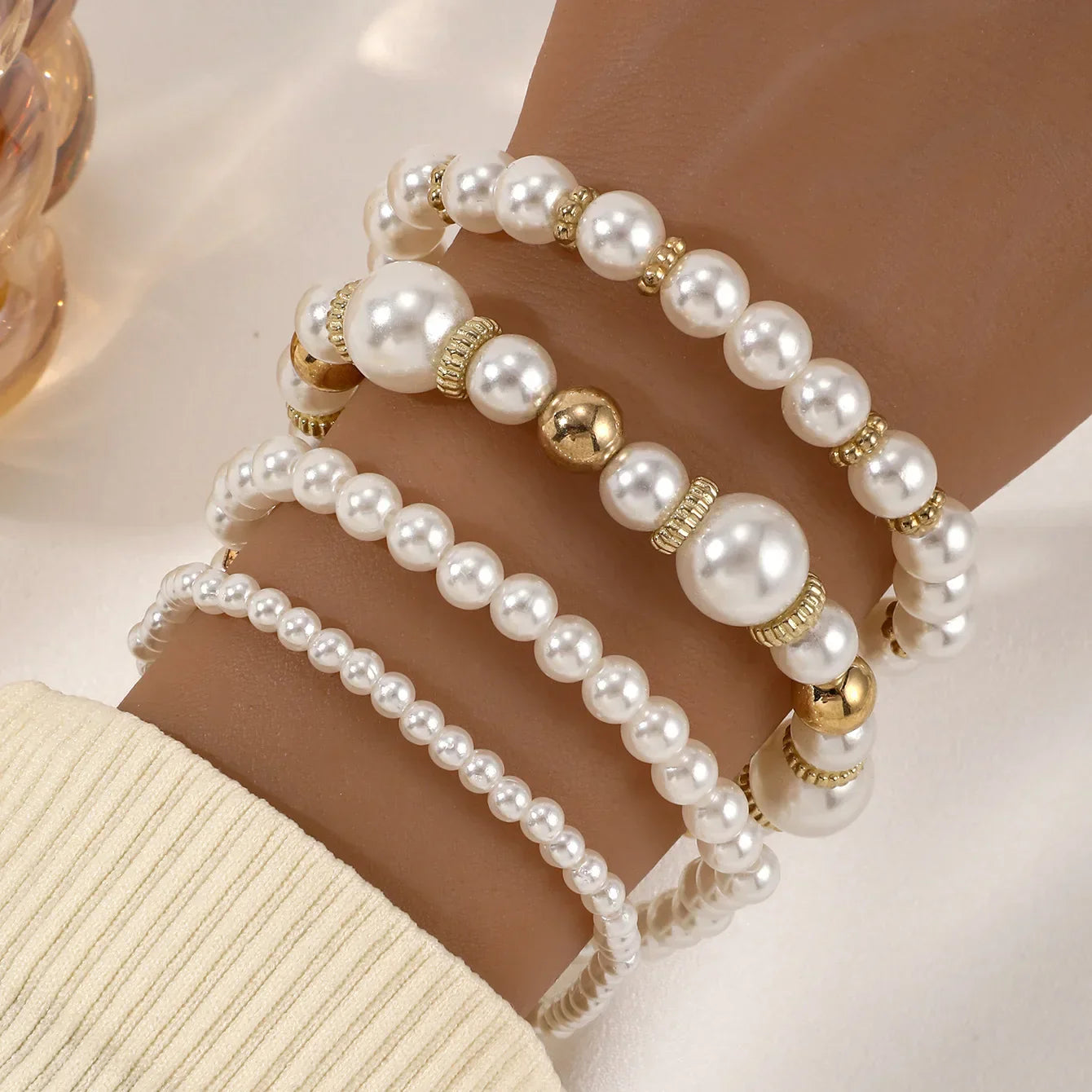 Love and Pearl Bracelet Set