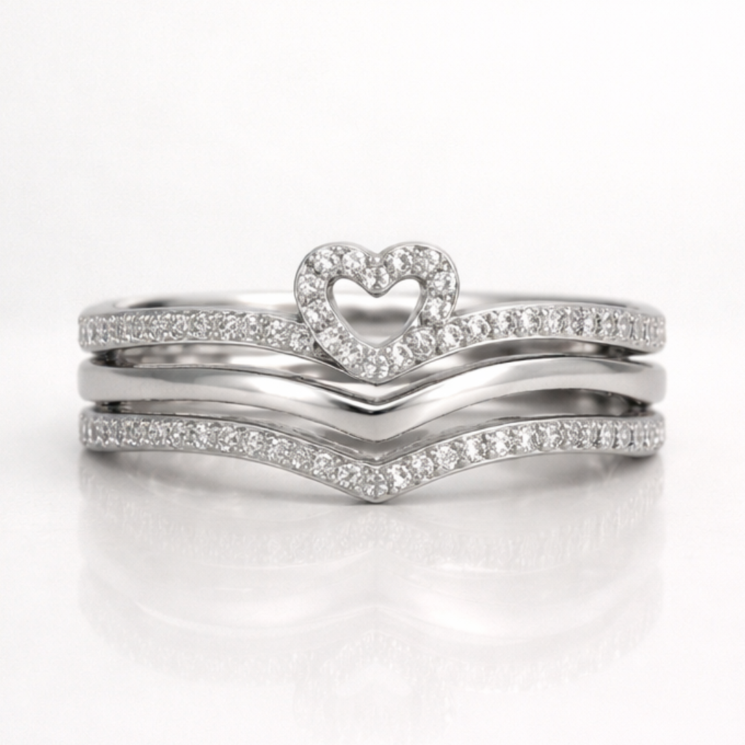 Shining Love Wish Bone Stacking Rings