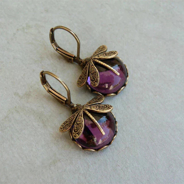 Antique Crystal Dragonfly Earrings
