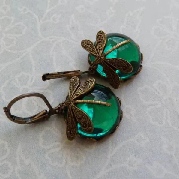 Antique Crystal Dragonfly Earrings