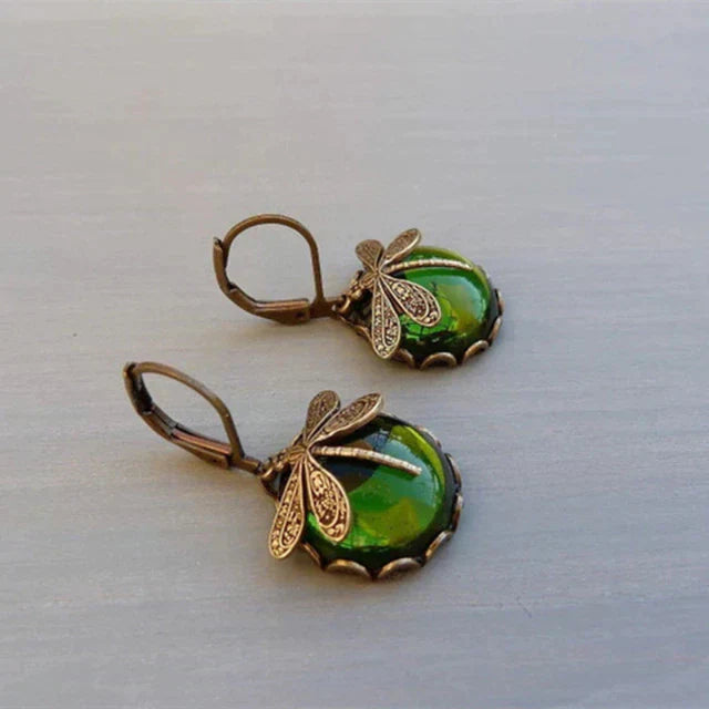 Antique Crystal Dragonfly Earrings