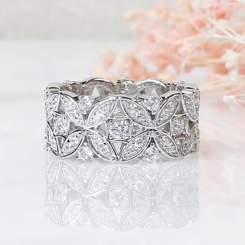 Regal Hollow Flower Wide Ring
