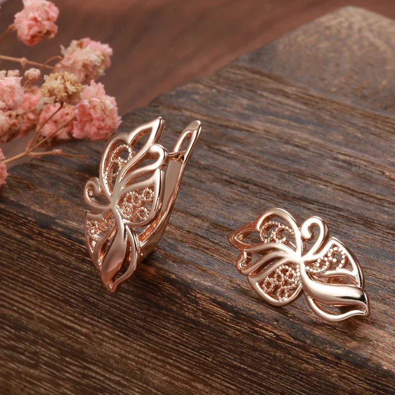 Vintage Rose Gold Flower Drop Earring