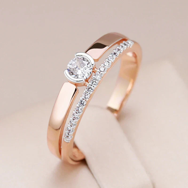 Rose Gold Two Layer Zirconia Ring