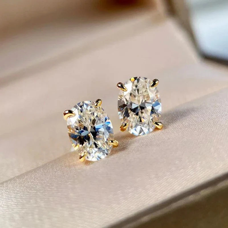 Versatile Oval Zirconia Stud Earrings