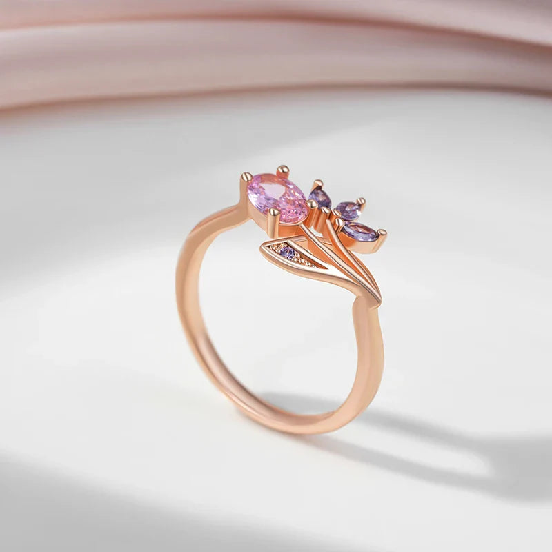 Vintage Multicolor Zircon Floral Ring