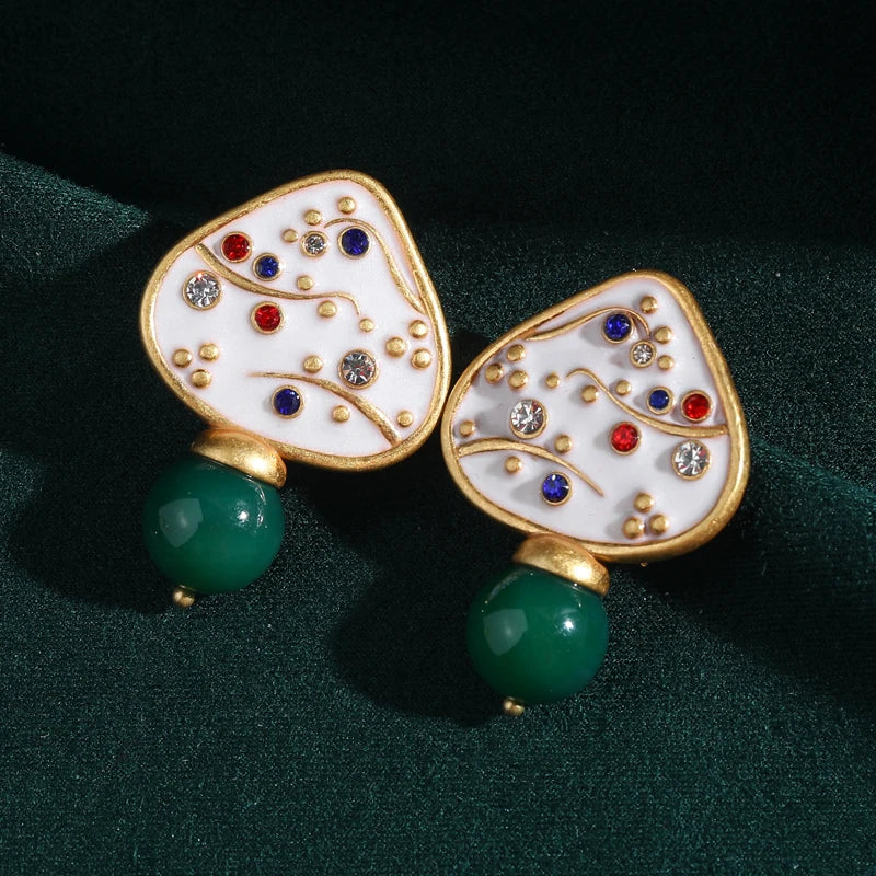 Sophisticated Enamel Mushroom Pearl Earrings