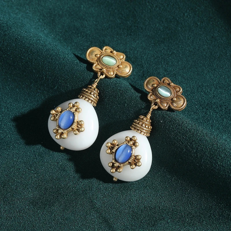 Royal Pearl White Teardrop Earrings