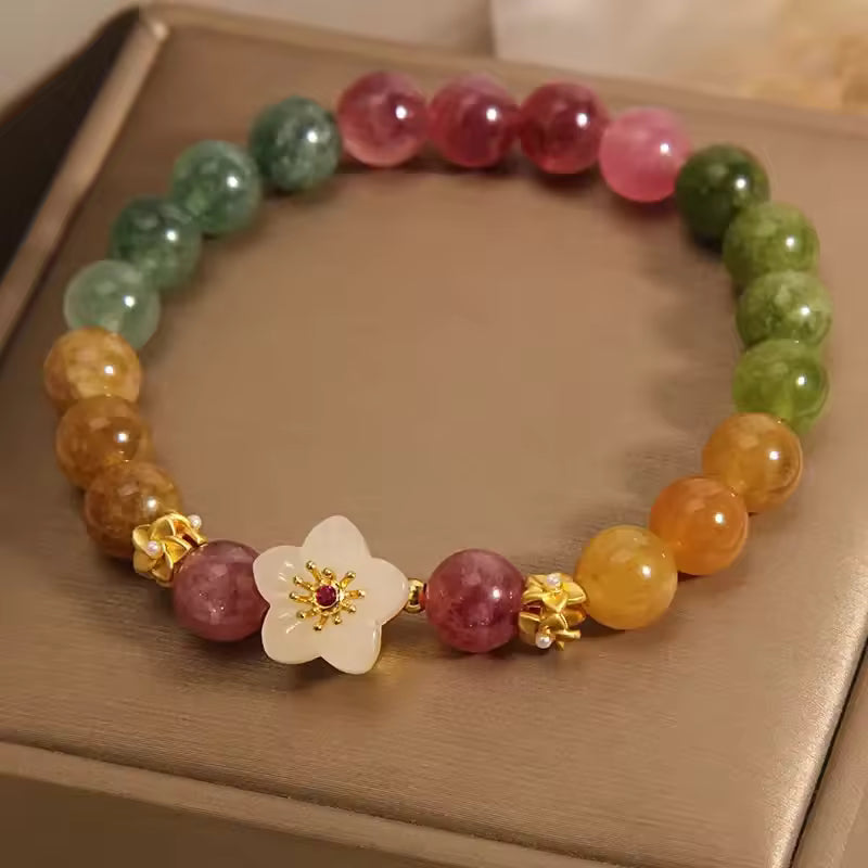 Radiant Jade Beaded Floral Bracelet