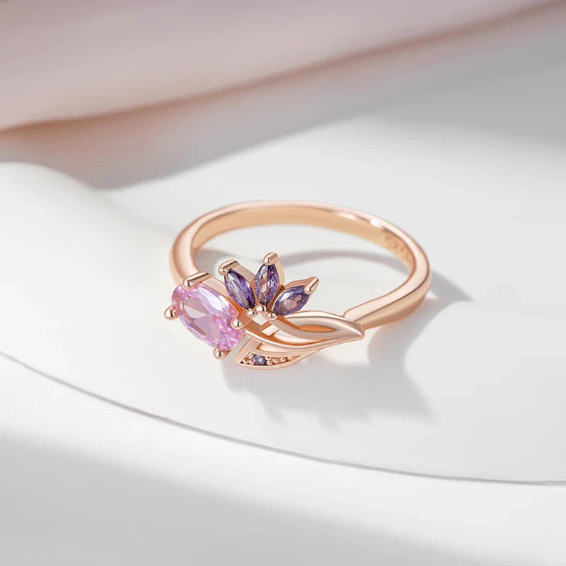 Vintage Multicolor Zircon Floral Ring