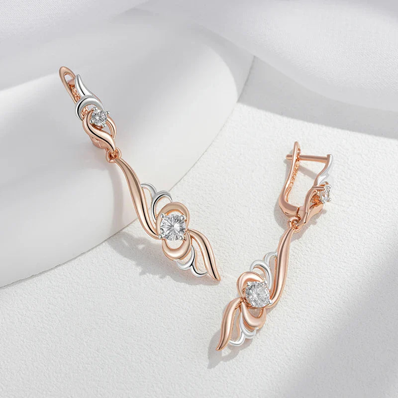 Graceful Floral Drop Zirconia Earrings