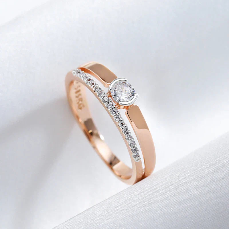 Rose Gold Two Layer Zirconia Ring