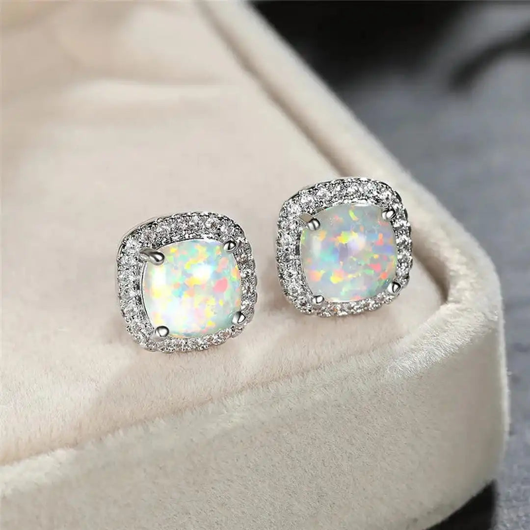 Timeless Round Fire Opal Stud Earrings