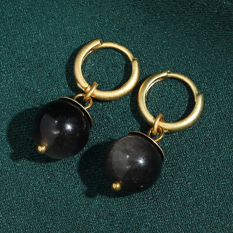 Modern Sphere Pearl Gold Earrings