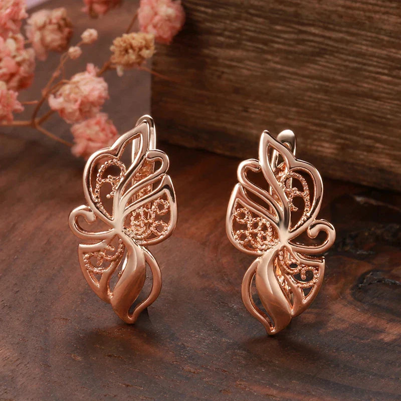 Vintage Rose Gold Flower Drop Earring