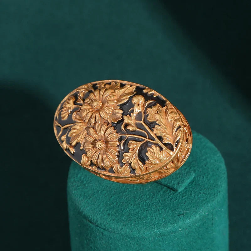 Art Deco Floral Engrave Ring