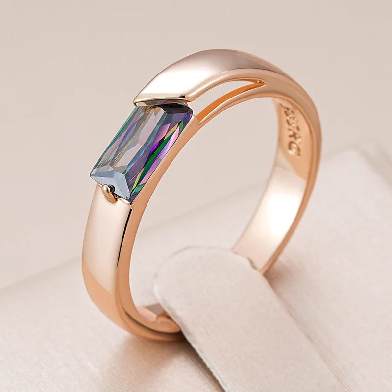 Hot Square Colorful Zircon Ring