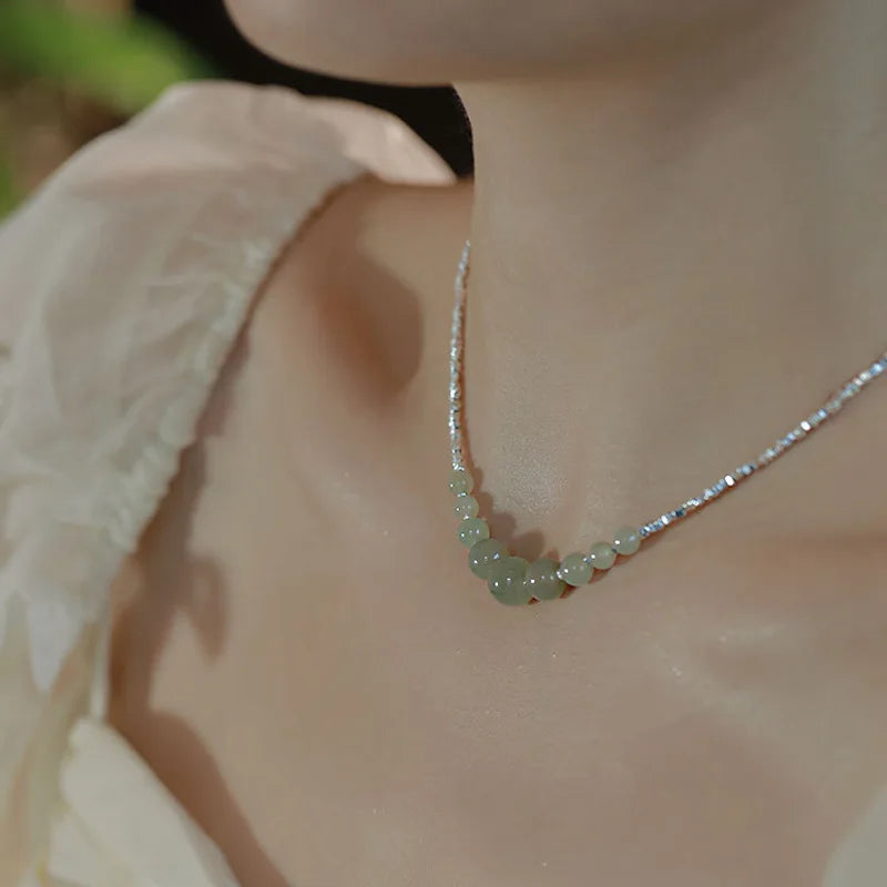 Minimalist Jade Bead Chain Necklace