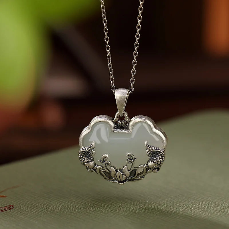 Silver Hotan Jade Necklace