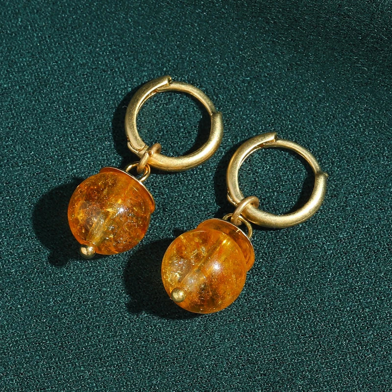Modern Sphere Pearl Gold Earrings