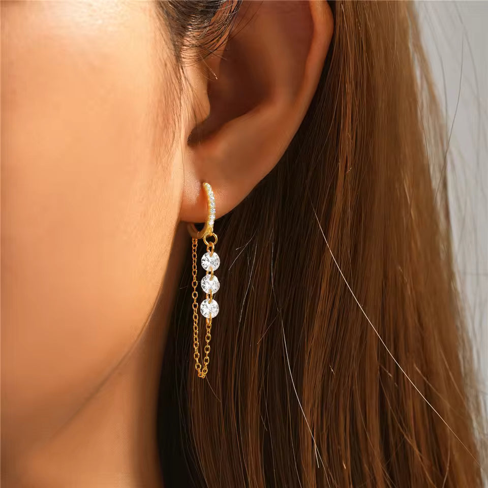 Crystal Chain Hoop Earrings
