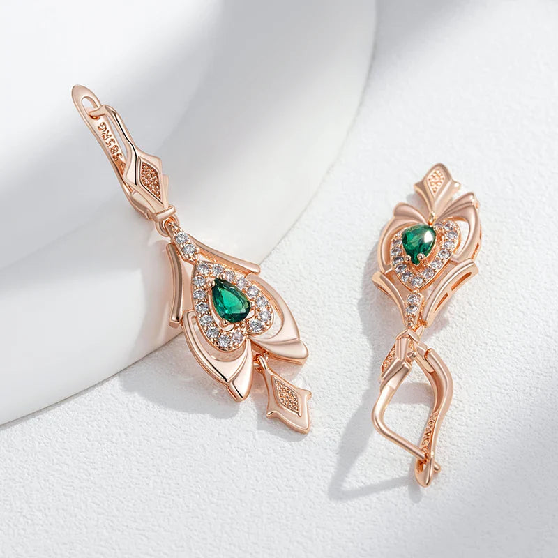 Shimmering Crystal Emerald Earrings