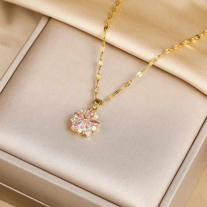 Romantic Sakura Rose Necklace