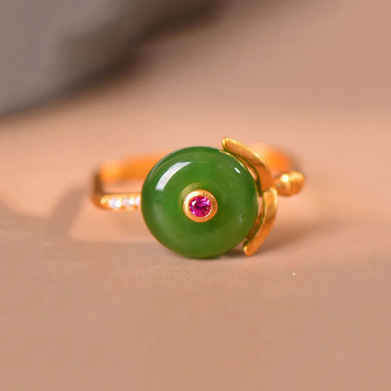 Square Charming Jade Ring