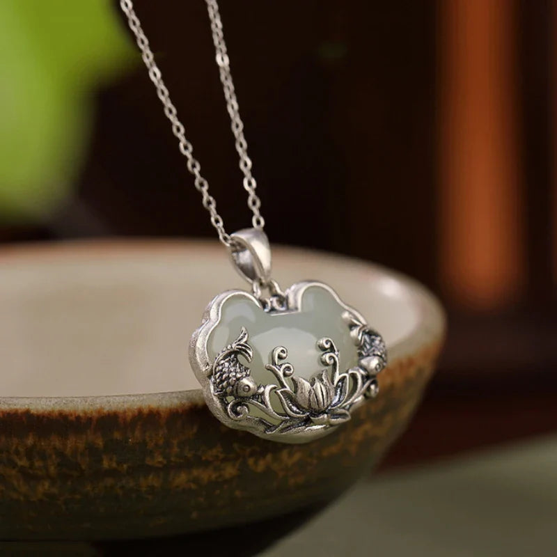 Silver Hotan Jade Necklace