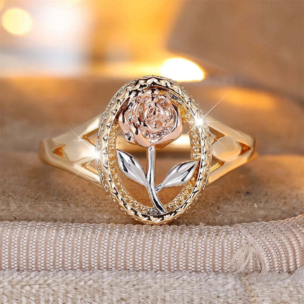 Irregular Rose Gold Flower Ring