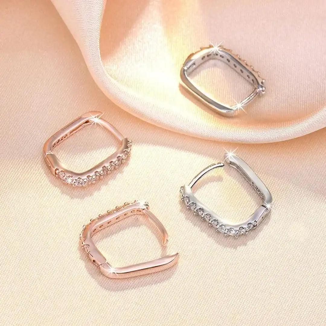 Sparkling Zircon Crystals Hoop Earrings