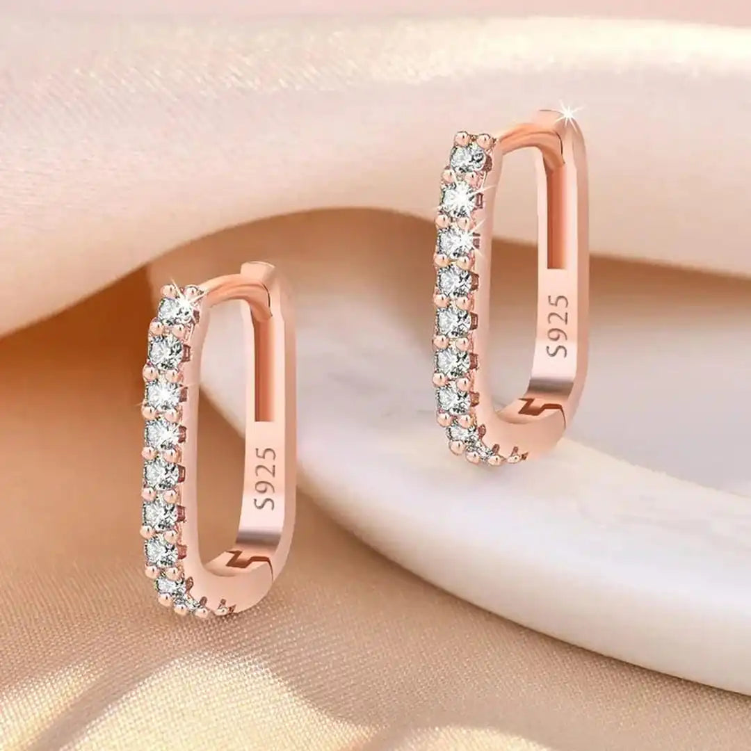 Sparkling Zircon Crystals Hoop Earrings