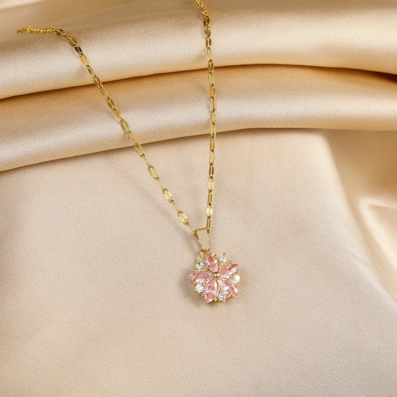 Romantic Sakura Rose Necklace
