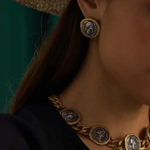 Antique Gold Avatar Coin Earrings