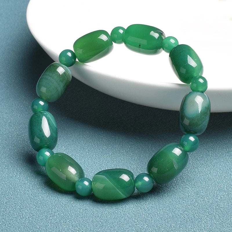 Barrel Jade Beaded Bracelet