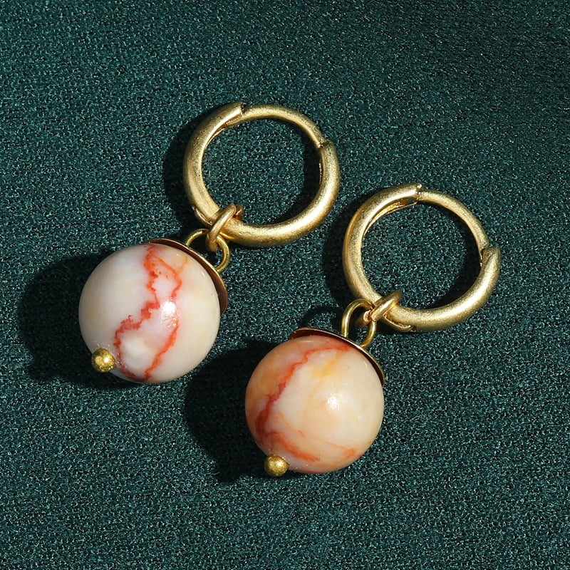 Modern Sphere Pearl Gold Earrings