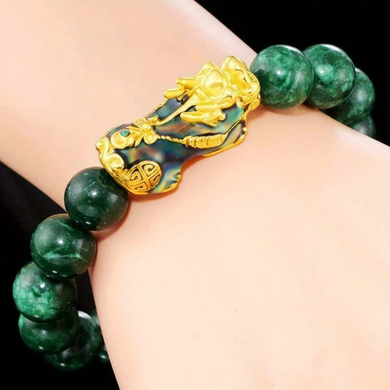 Jade Bead Gold Bracelet