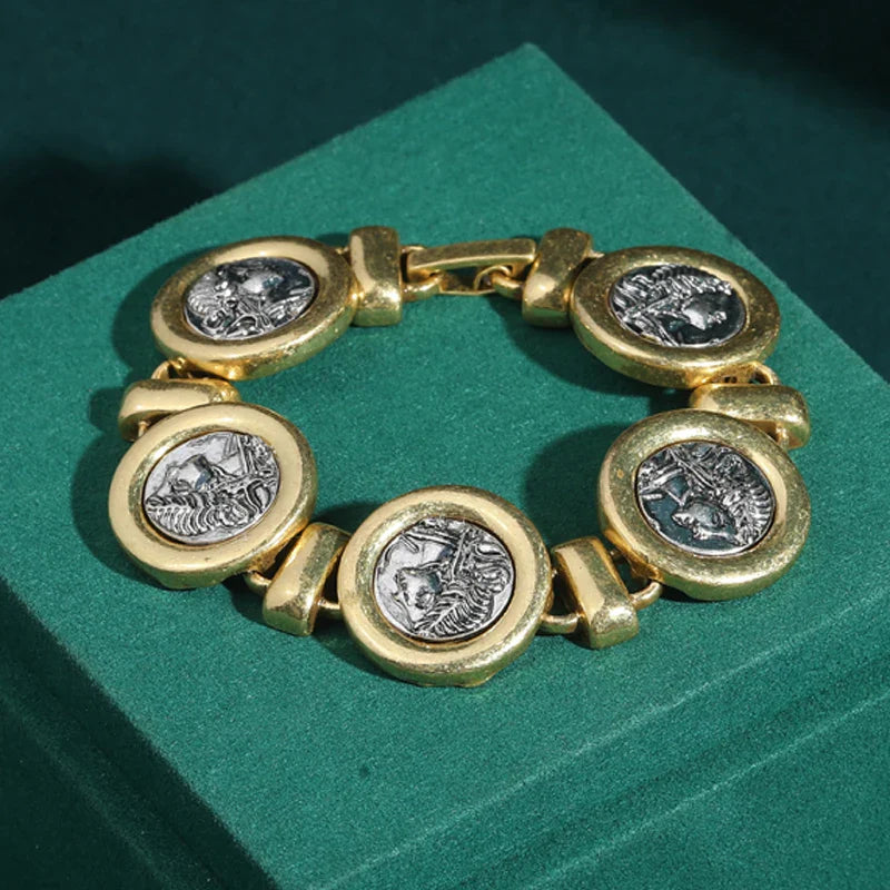 Vintage Ancient Portrait Gold Bracelet