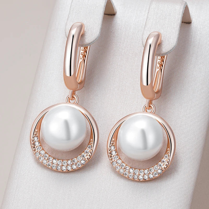 Iconic Rose Gold Pearl Dangle Earrings