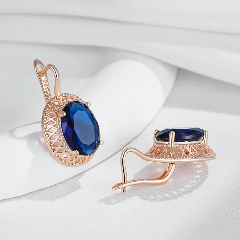 Trendy Oval Blue Zircon Drop Earrings