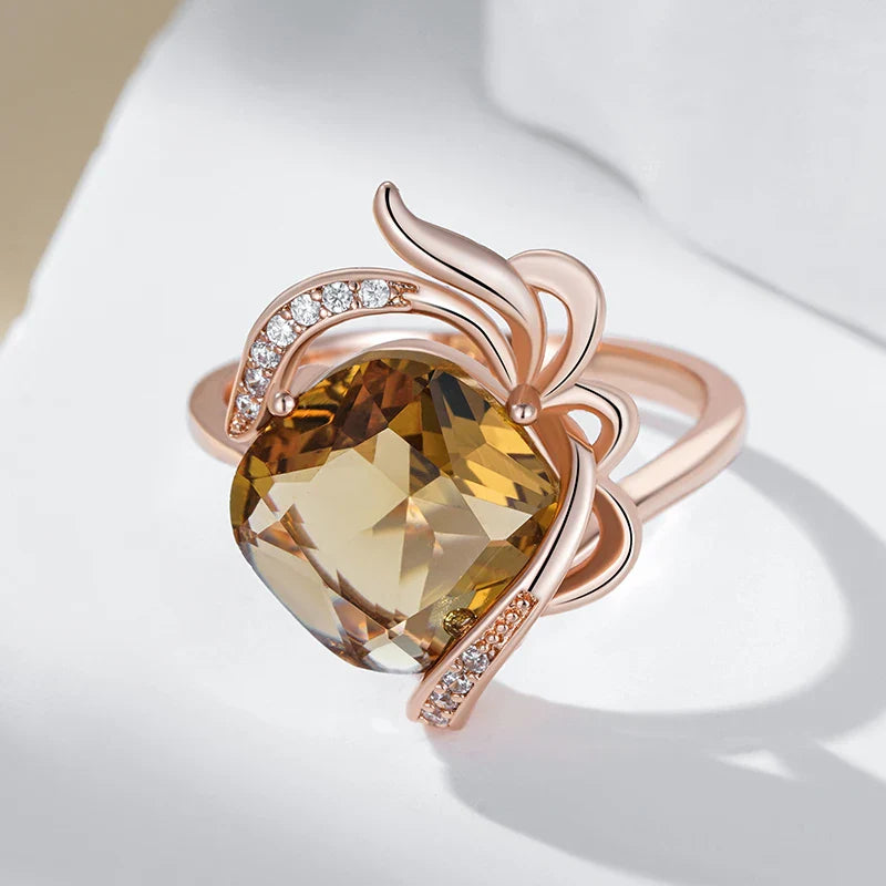 Ethereal Amber Crystal Ring