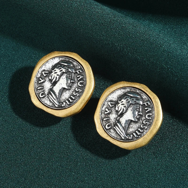 Antique Gold Avatar Coin Earrings