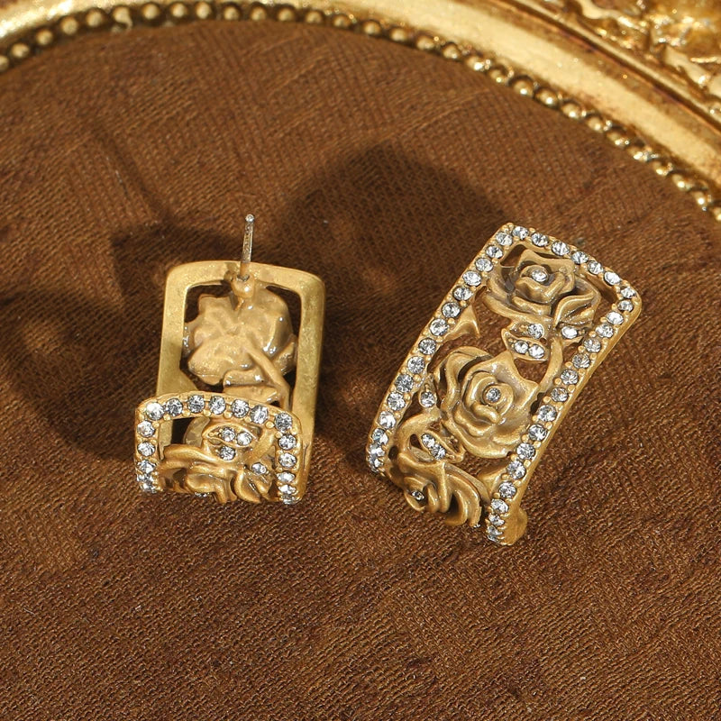 Luxe Rose Pave Crystal Earrings
