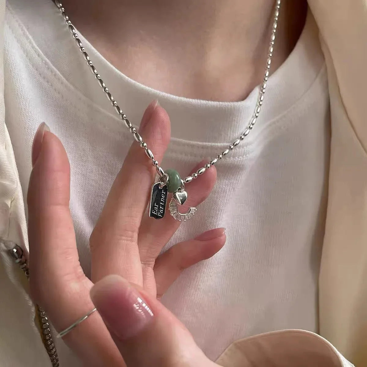 Silver Zircon Love Heart Necklace