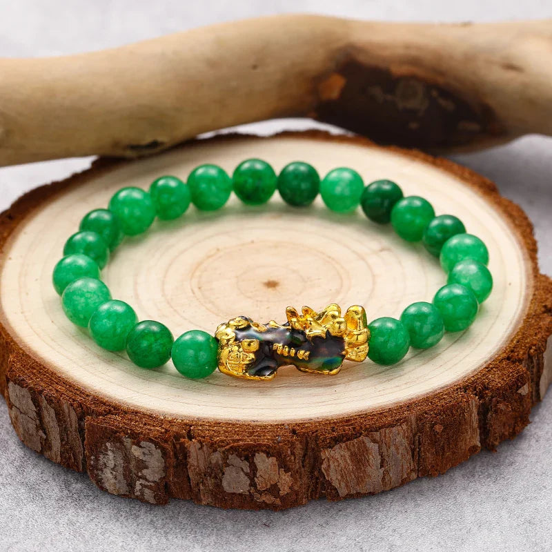 Jade Bead Gold Bracelet