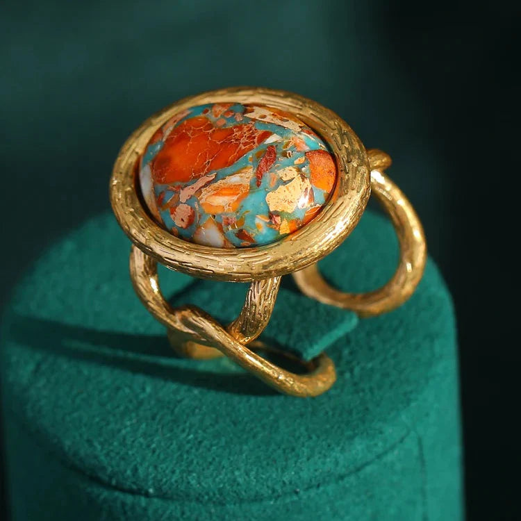 Radiant Nautical Turquoise Gold Ring