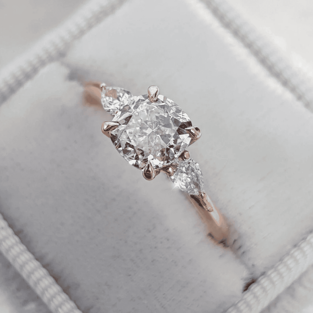 Cushion Crystal Pear Accent Ring